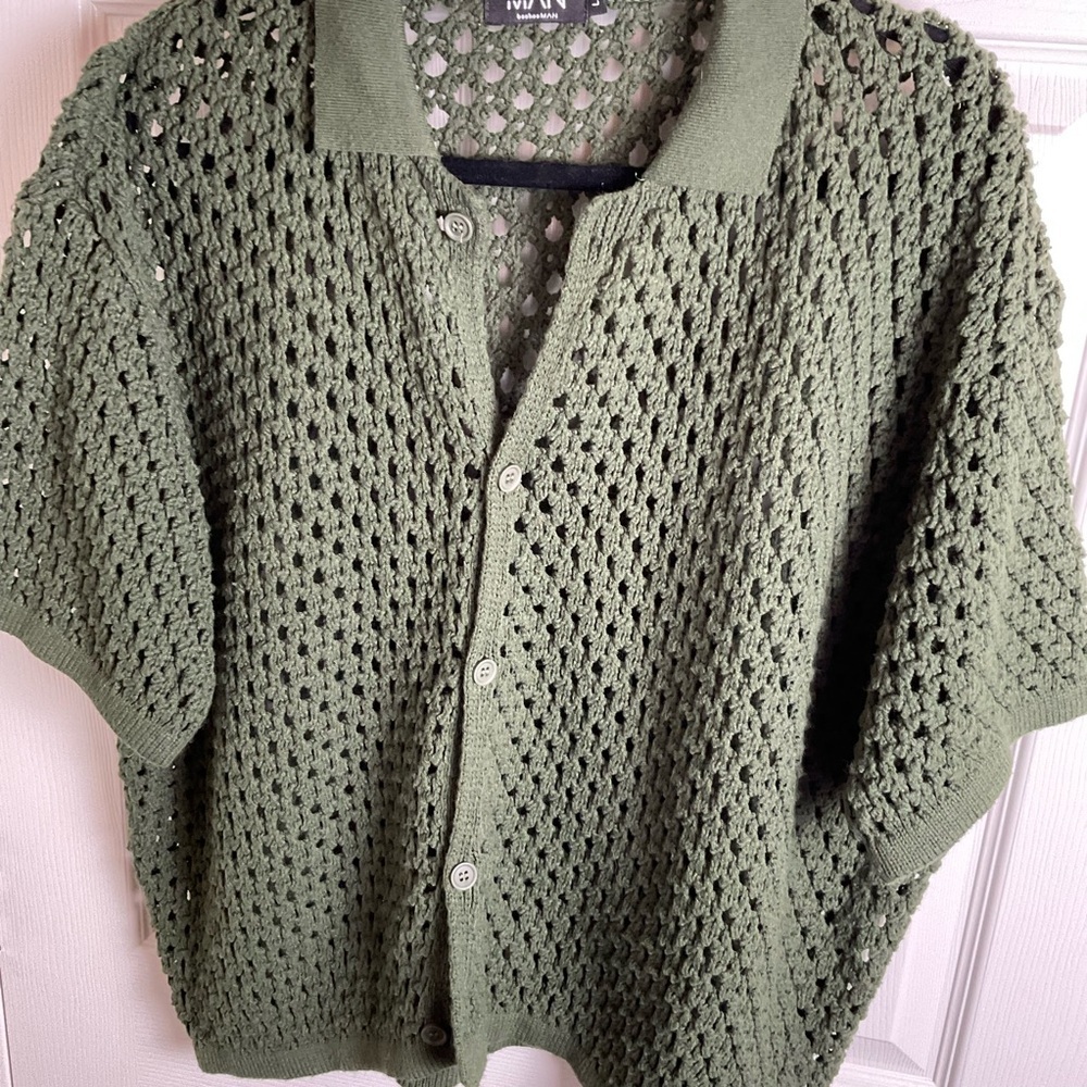 Boohoo man Men's Olive Green Knit Cardigan large - Picture 4 of 6